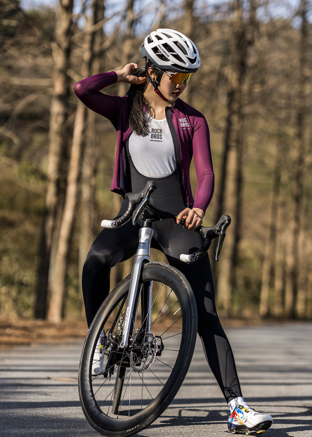 【ROAD TO SKY】ROCKBROS Cycling Bib Trousers Summer Breathable Dry Fit Overalls Road Bike Riding Pants for Women