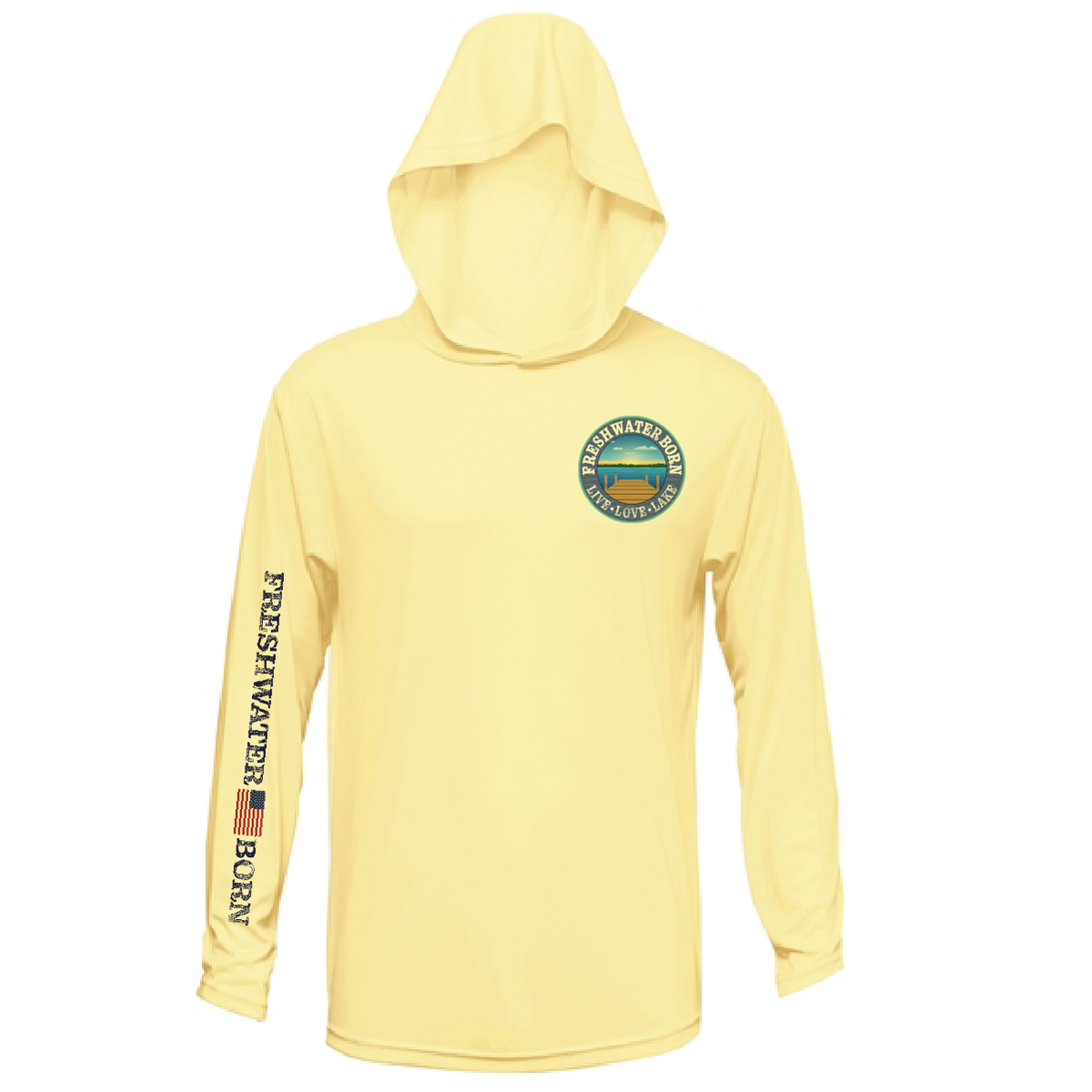 Freshwater Born Realistic Largemouth Bass Men's Long Sleeve UPF 50+ Dry-Fit Hoodie