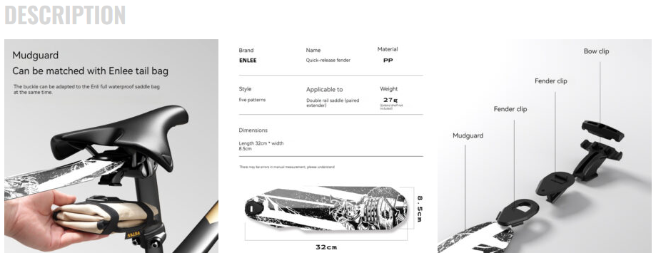 ENLEE quick-release fender road mountain bike water retaining tile quick-release mounting rail