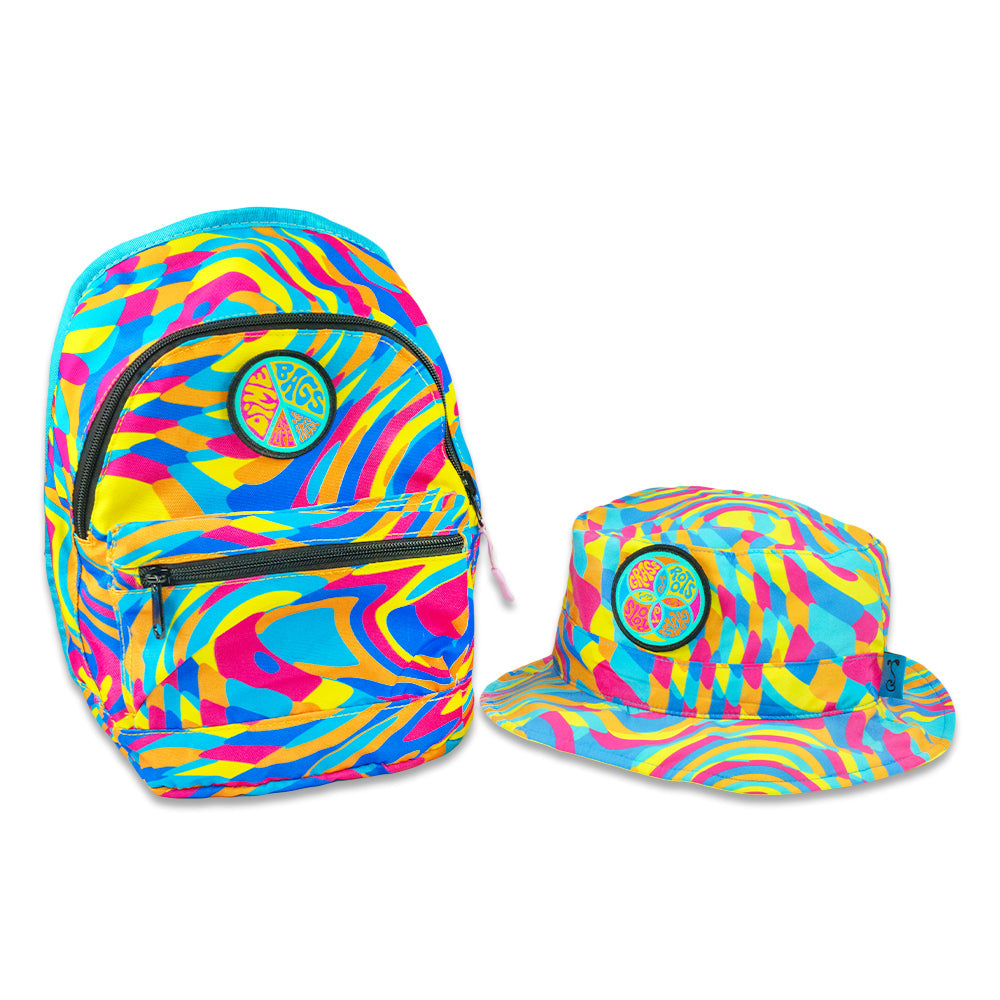 dime bags mini backpack Dime Bags Hyperpop Reversible Mini Backpack + Bucket Hat Multi / Bucket Hat + Backpack / L/XL