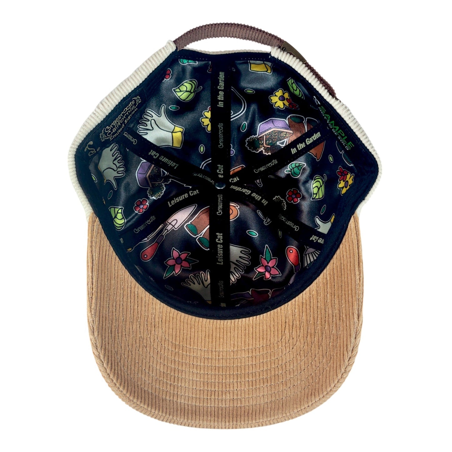 Leisure Cat In the Garden Tan Corduroy Dad Hat
