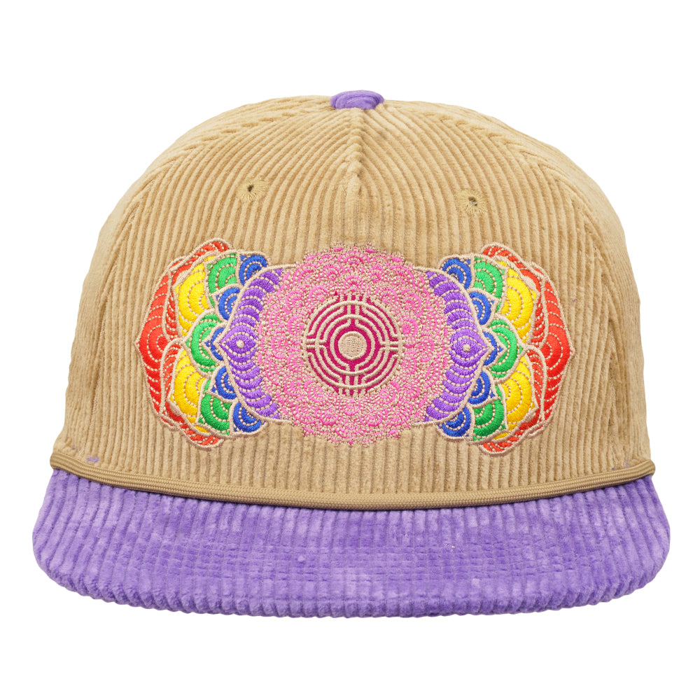 Introspective Projections Chakra Flower Tan Corduroy Snapback Hat