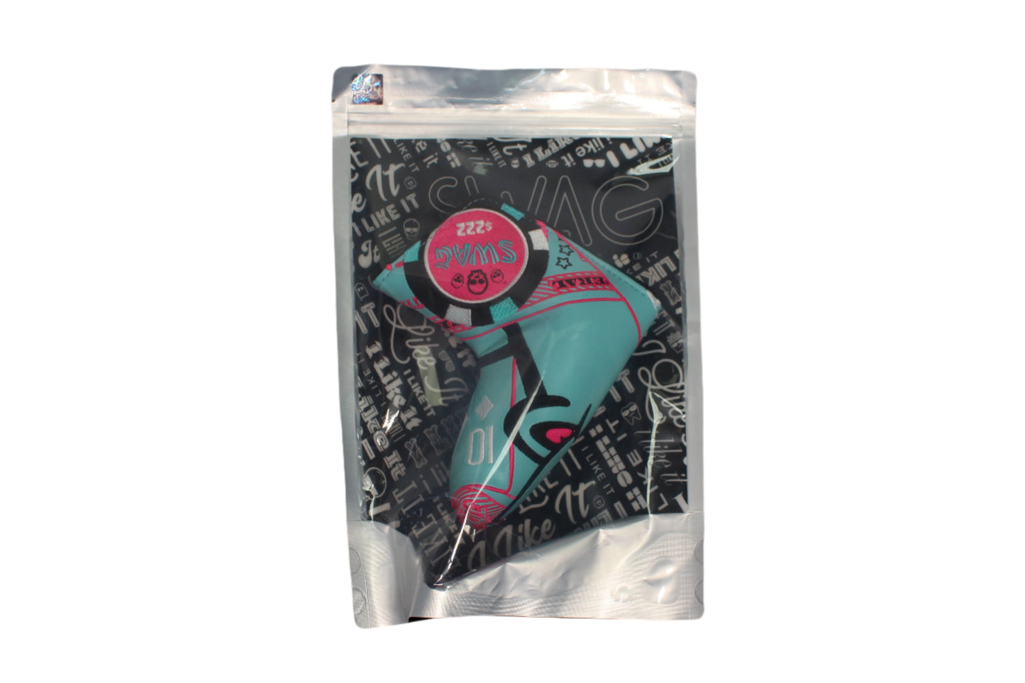 Swag Golf - Flipper (Dolphin) and Poker Chip Light Blue/Pink Blade Putter Headcover