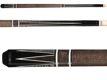 K2 Cue Gloss Black, Rosewood, Snakewood Point Design, Brown Embossed Embossed Lizard Wrap