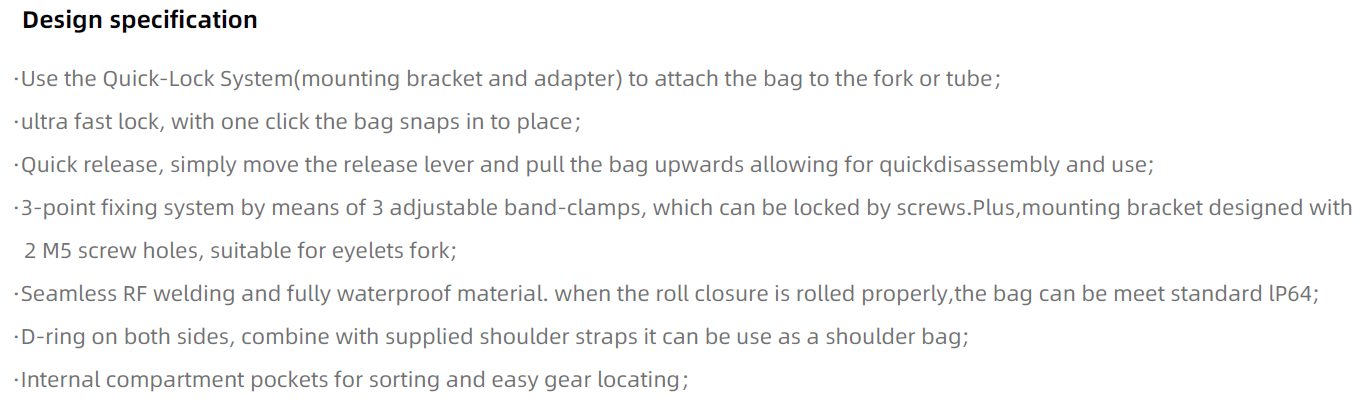 Rhinowalk Waterproof Quick Release Fork Bag-RK406 6L,Pannier Bag, Saddle Bag, Shoulder Bag