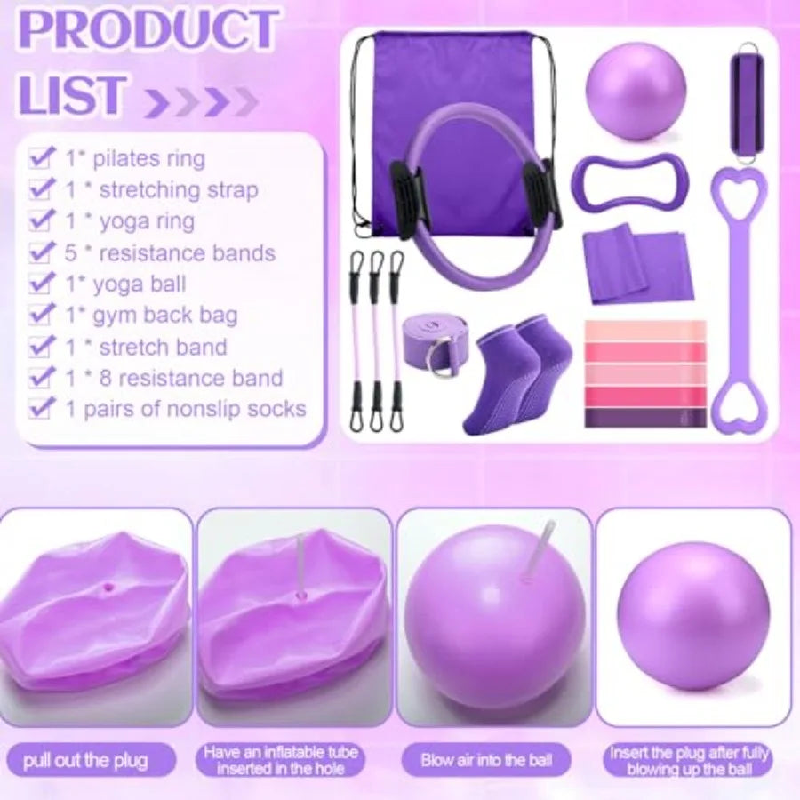 Pilates Ring & Exercise Ball Set Women's Workout Accessories