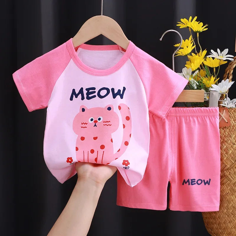 Kids 2-Piece Cotton Summer Set: Short Sleeve Tee & Shorts