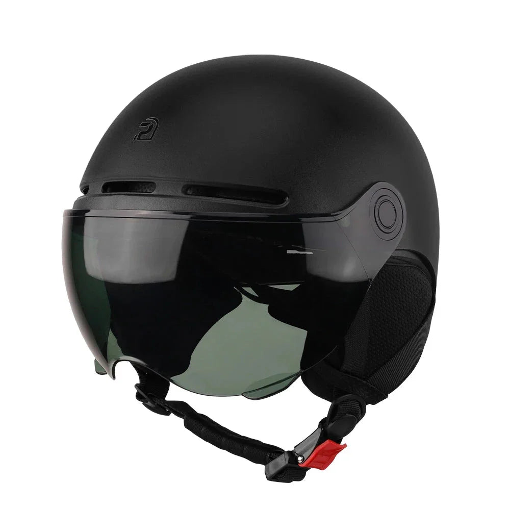 Cycling Helmet with Integrated Goggles and Ear Protection