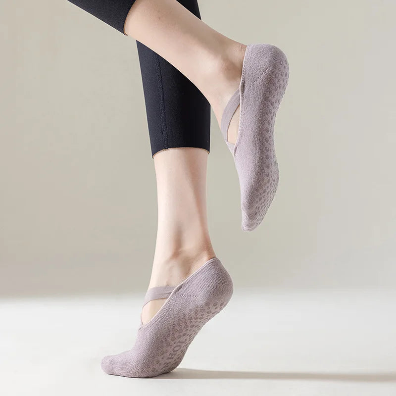 Yoga Socks Women Cotton Silicone Non slip Pilates Grip Towel No Show Barre Sock