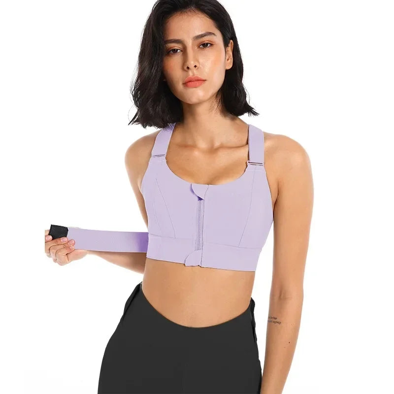 Plus Size Zippered Sports Bras for High Impact Workouts