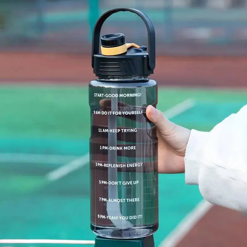 Sports Water Bottle 1.5L/2L/3L Leakproof with Straw & Time Marker