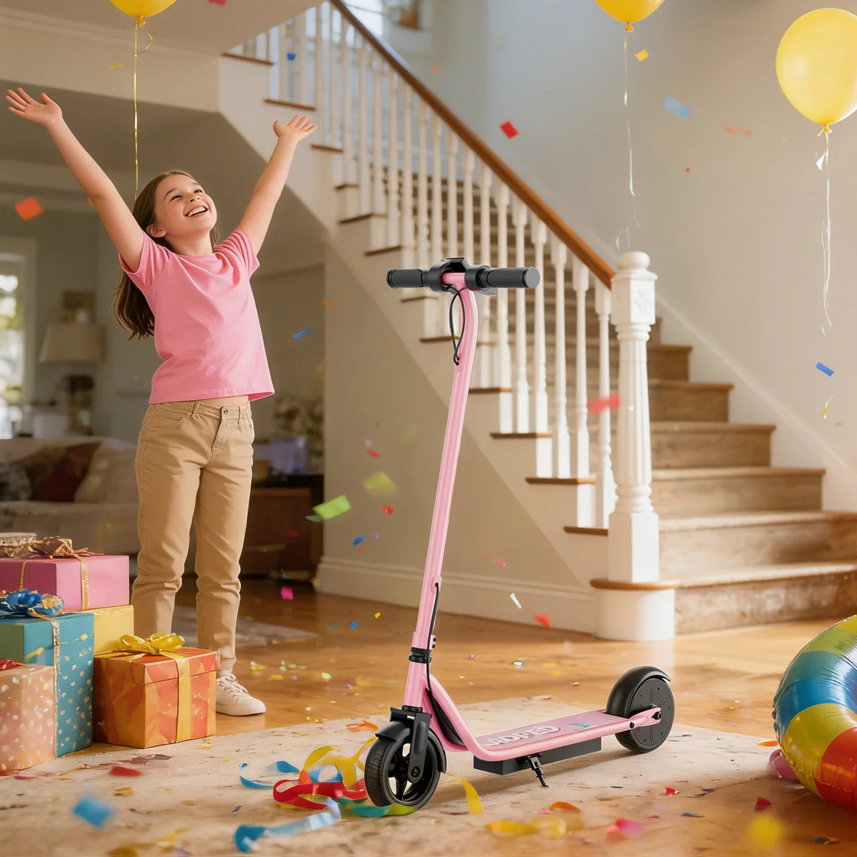 Kids Electric Scooter with Solid Tires & 10-Mile Range
