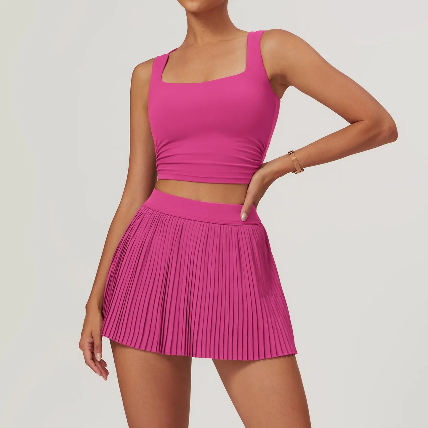 Women's 2 Piece Yoga Tennis Skirt Set Gym Outdoor & Sportswear