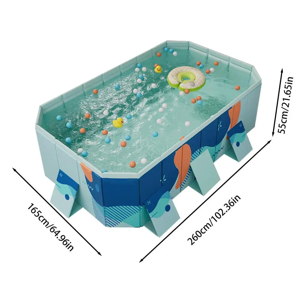 Spacious, Non-Inflatable PVC Pool: Easy Set-Up & Foldable for Family Fun