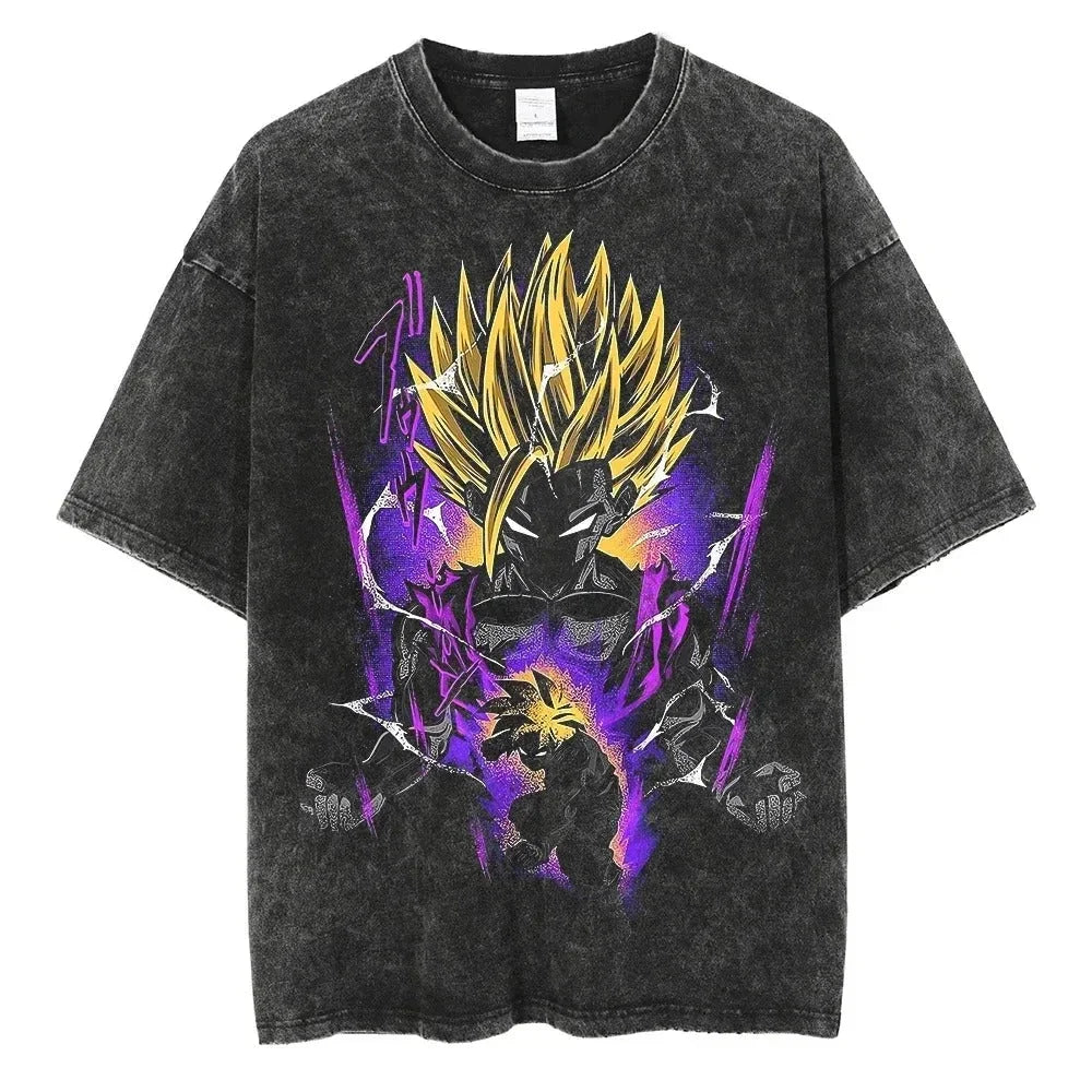 Men's DBZ Vegeta Vintage Wash Oversized Fitness T-Shirt