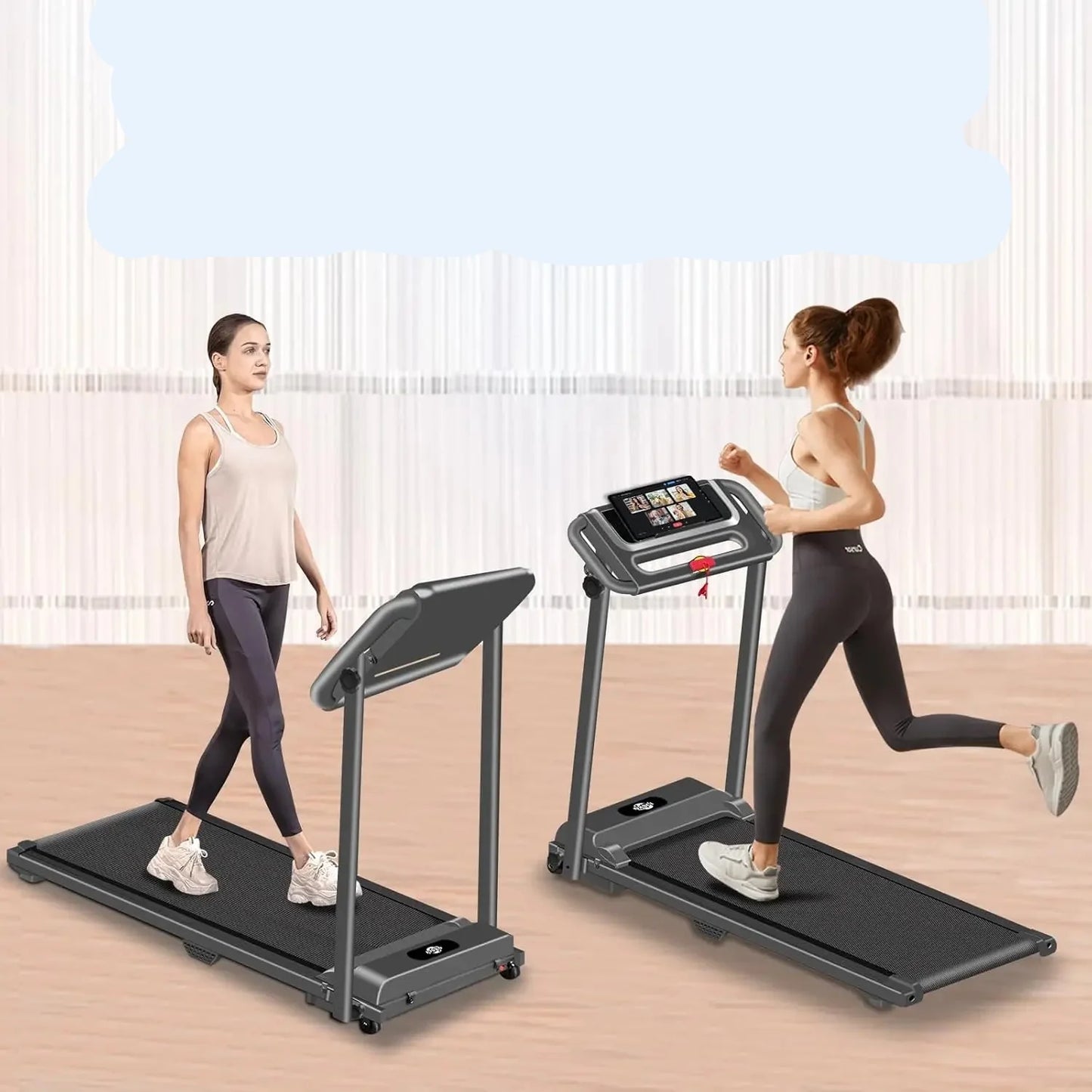 Compact Walking Pad Treadmill 12" Display, 300 lbs. Capacity