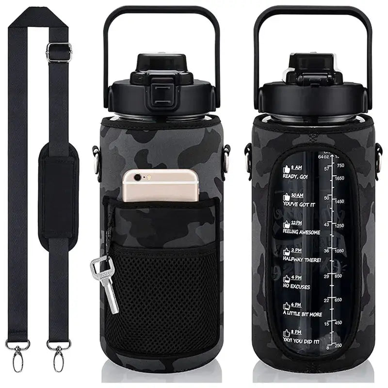 Motivational Leakproof Half Gallon Water Bottle with Straw