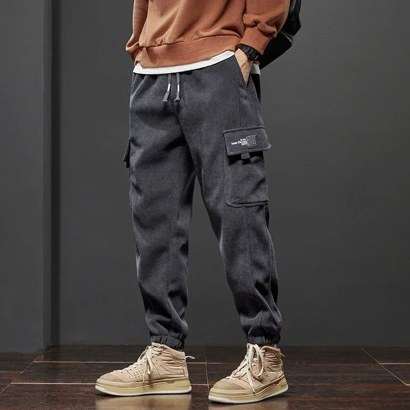 Men's Armygreen Gray and Black Cargo Joggers