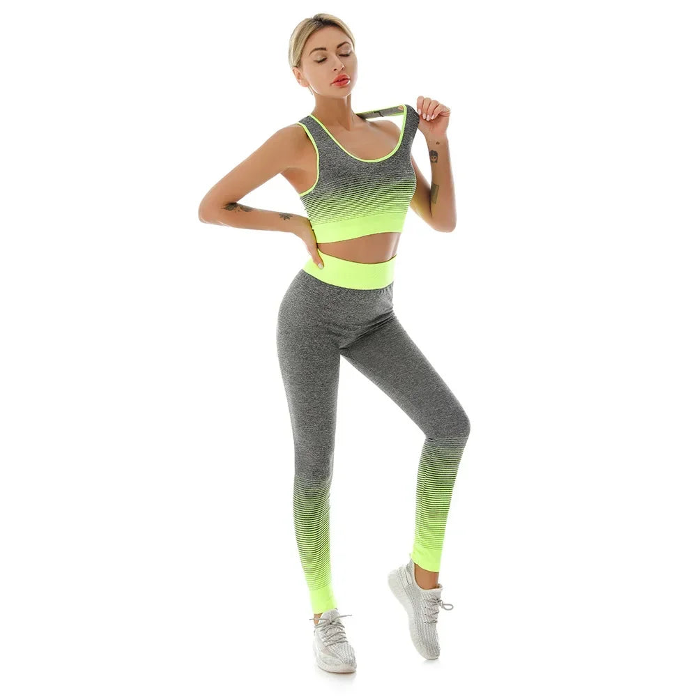 2-Piece Yoga Set with Elastic Sports Bra