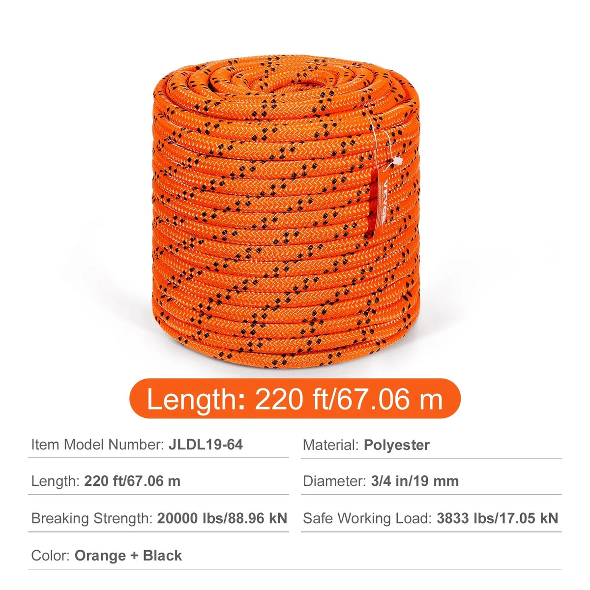 Heavy-Duty Dual-Weave Polyester Rope Camping & Rescue Cord