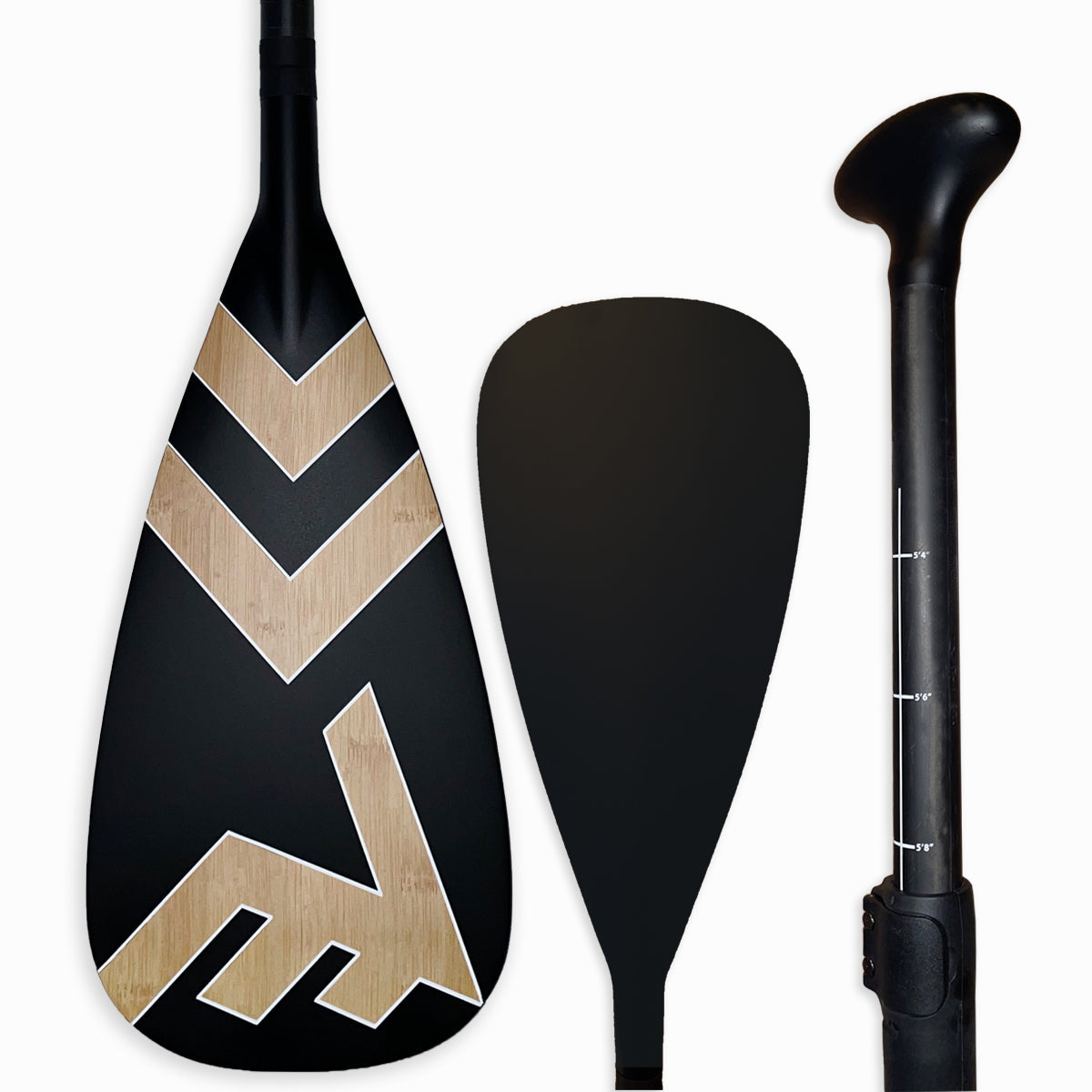 Carbon-Fiberglass Adjustable Paddle with ABS Edge - Bamboo/Black