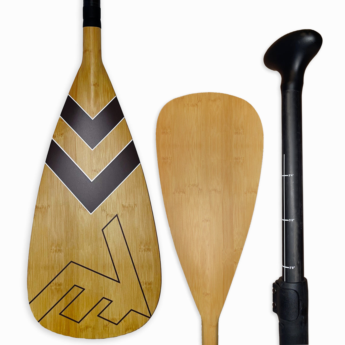 Carbon-Fiberglass Adjustable Paddle with ABS Edge - Bamboo/Brown