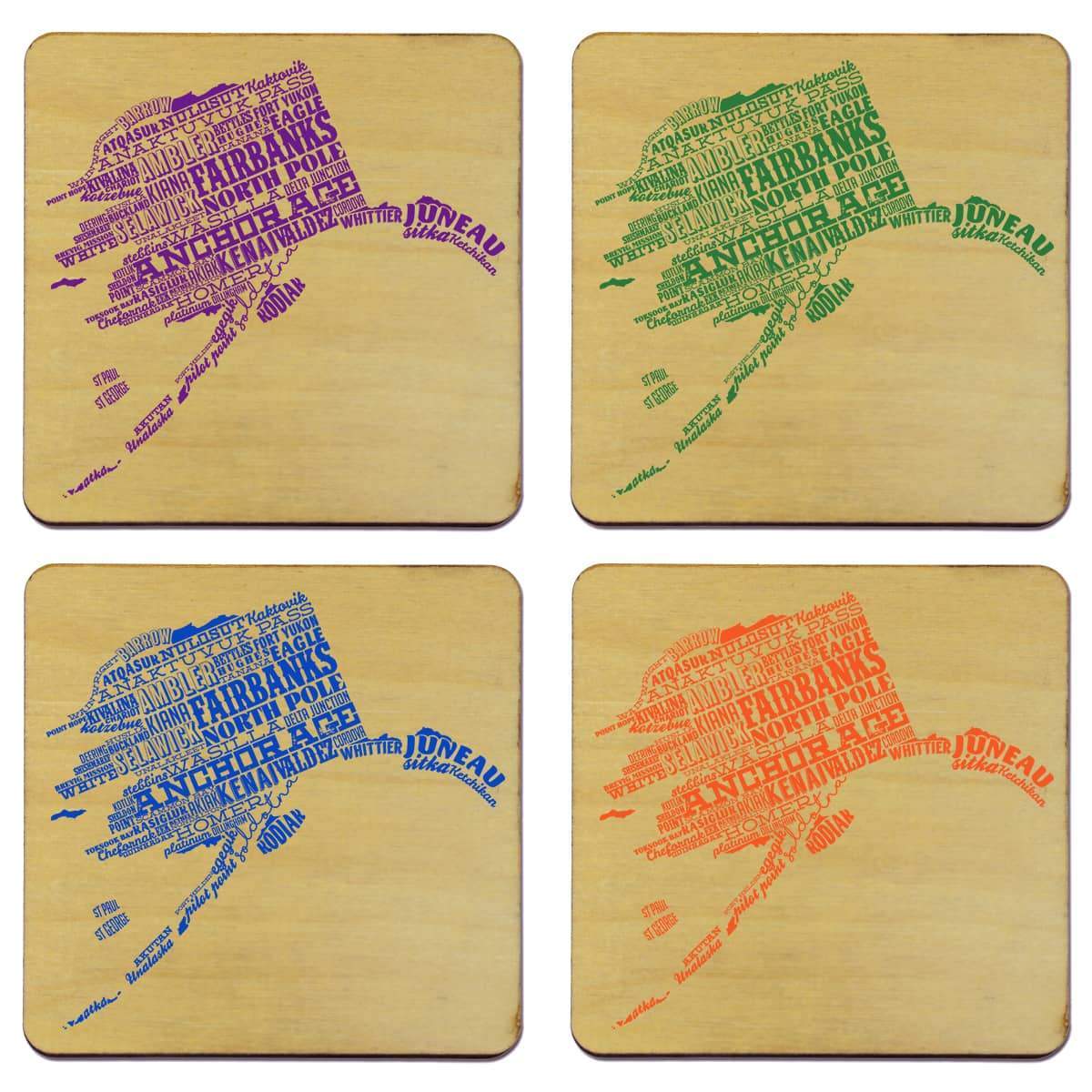 Alaska State Typography Coaster