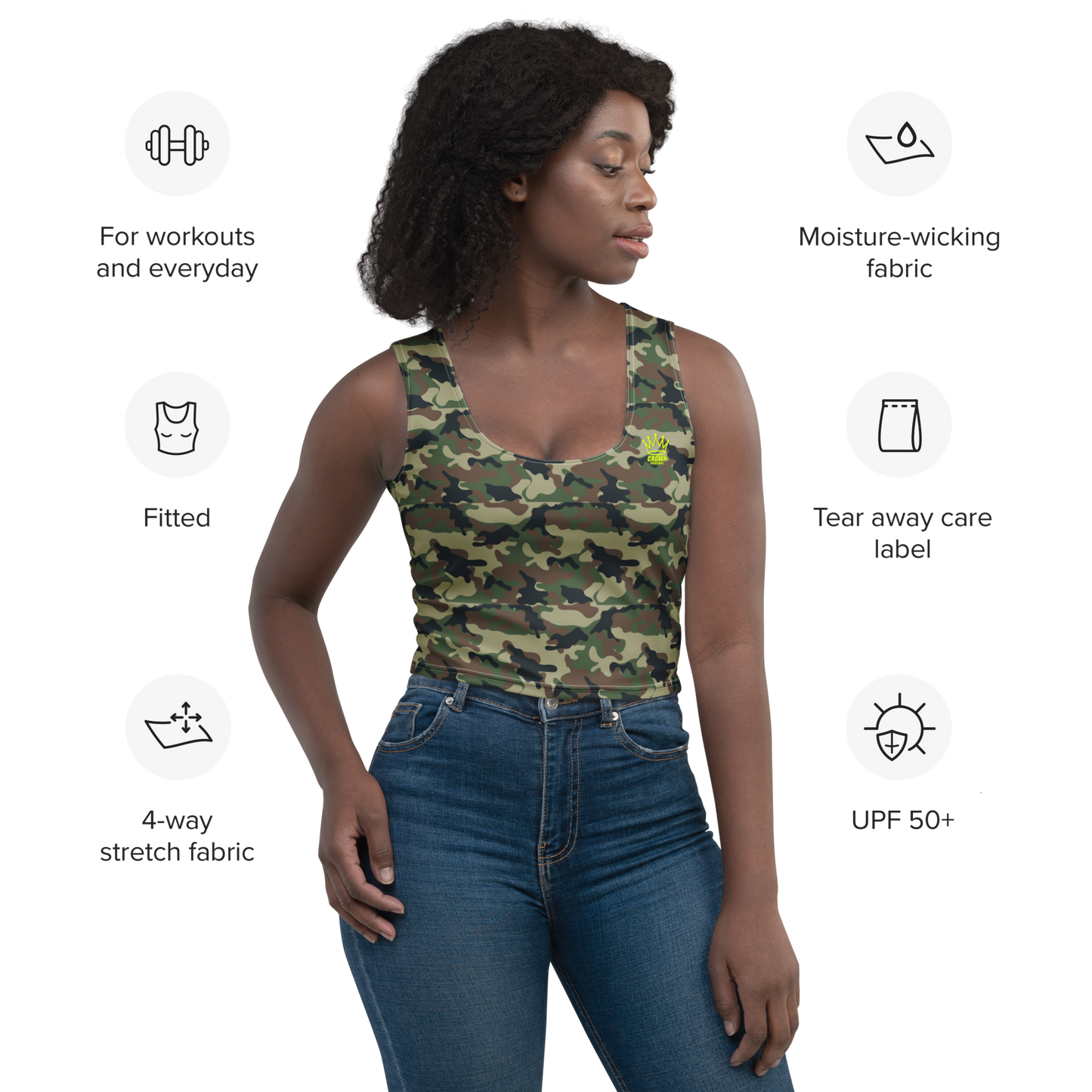 CROWN PICKLEBALL - Women's Corona Crop-top (Camo)