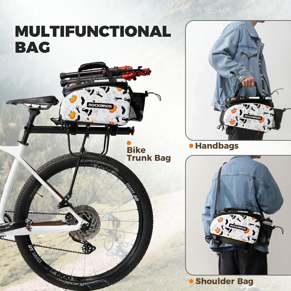 Bike Pannier Bag Double Side Storage with Rain Cover 17L-35L