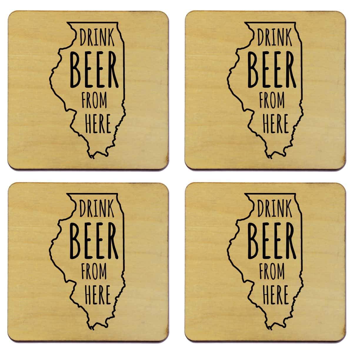 Illinois Drink Beer From Here Coasters