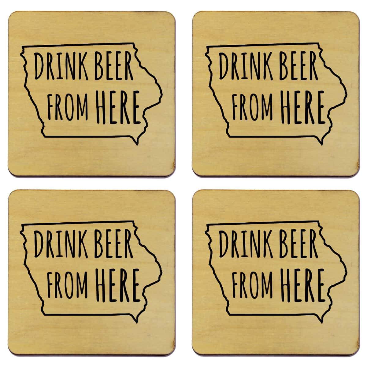 Iowa Drink Beer From Here Coasters