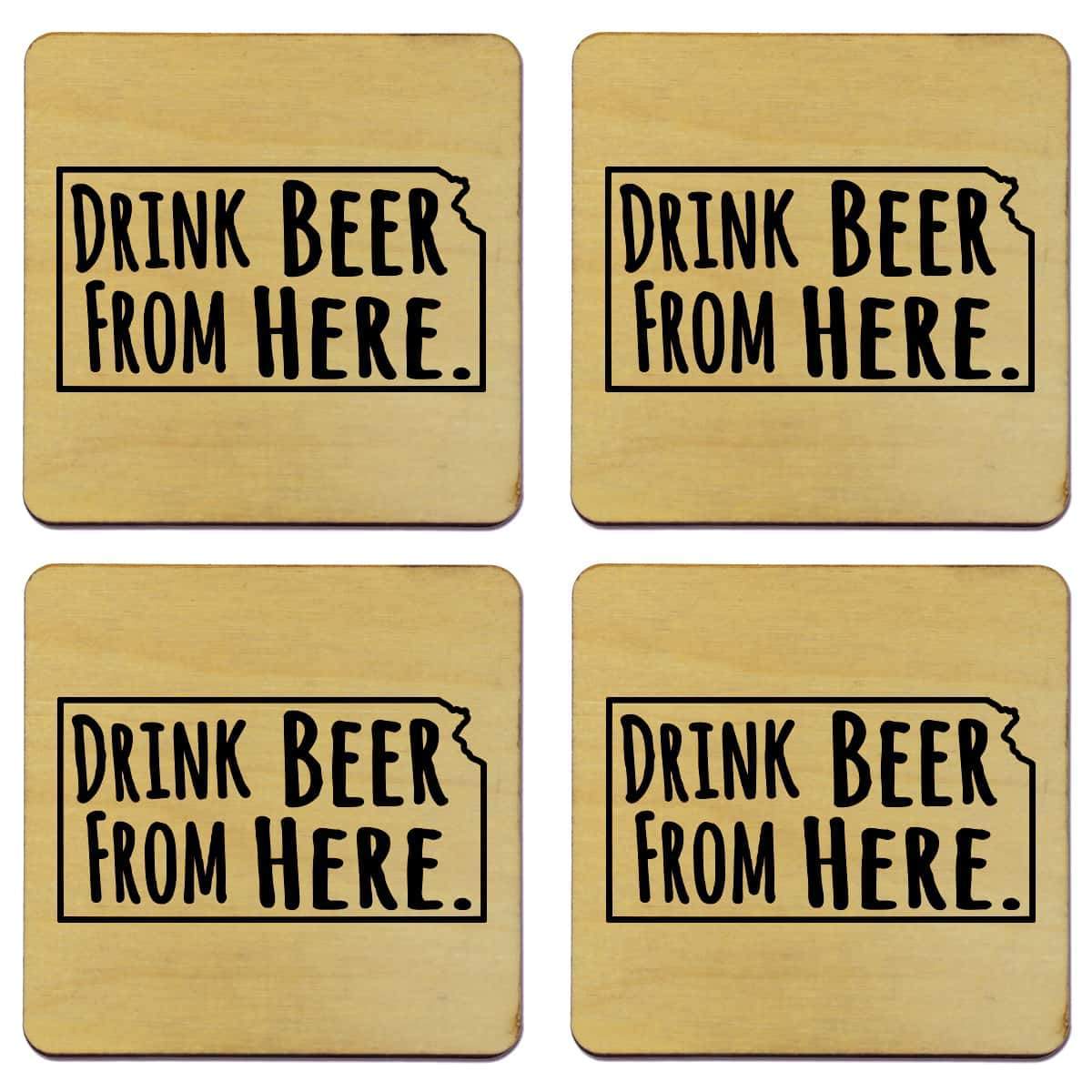 Kansas Drink Beer From Here Coasters
