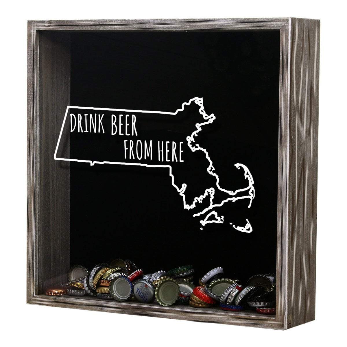 Massachusetts Drink Beer From Here Beer Cap Shadow Box