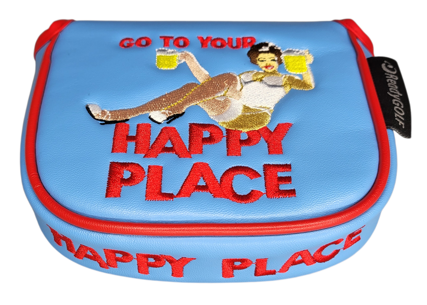 L.A.B. MEZZ OZ Embroidered Center-Shafted Putter Cover by ReadyGOLF - Happy Place