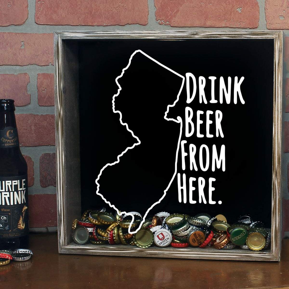 New Jersey Drink Beer From Here Beer Cap Shadow Box