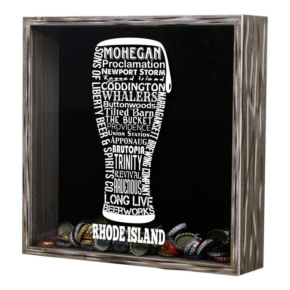 Rhode Island Beer Typography Shadow Box