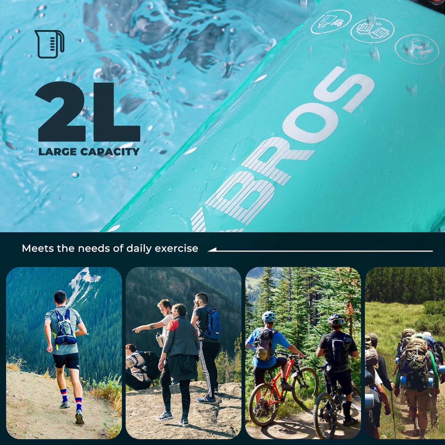 2L Hydration Bladder for Hiking, Running & Cycling