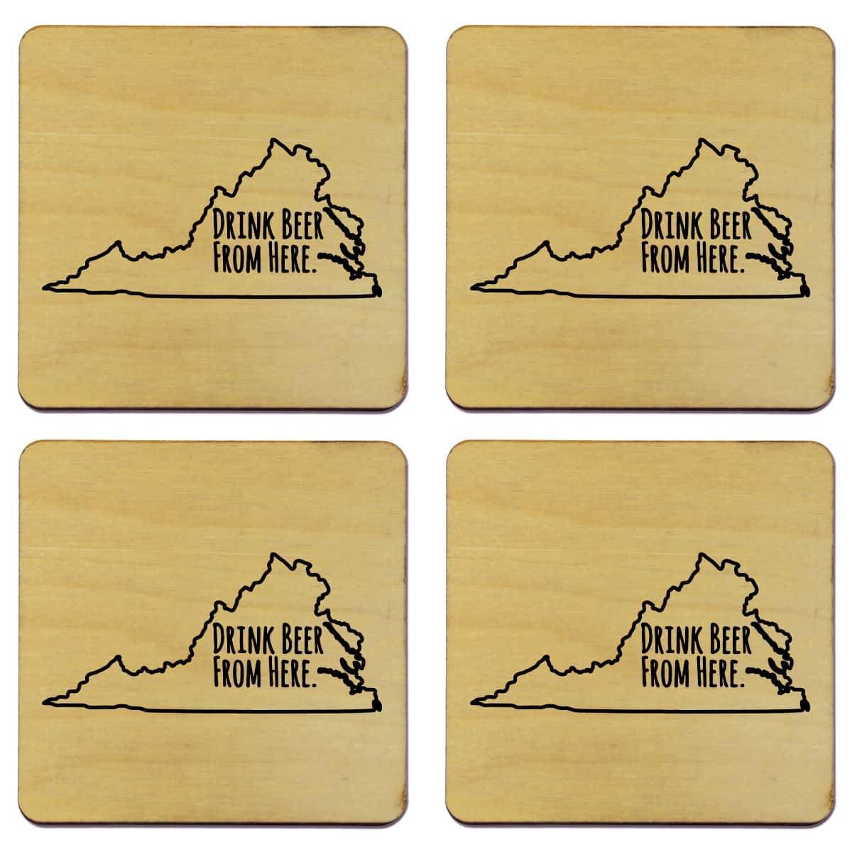 Virginia Drink Beer From Here Coasters