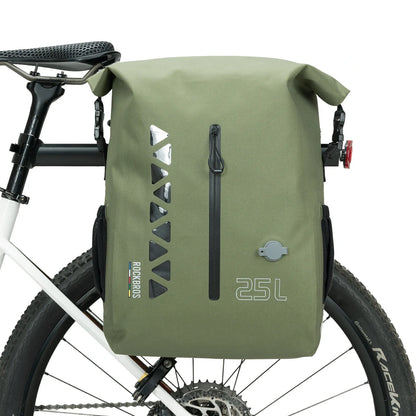 TL-153 25L Seamless 100% Waterproof Bike Panniers Rear Rack Bicycle Bag ROAD TO SKY