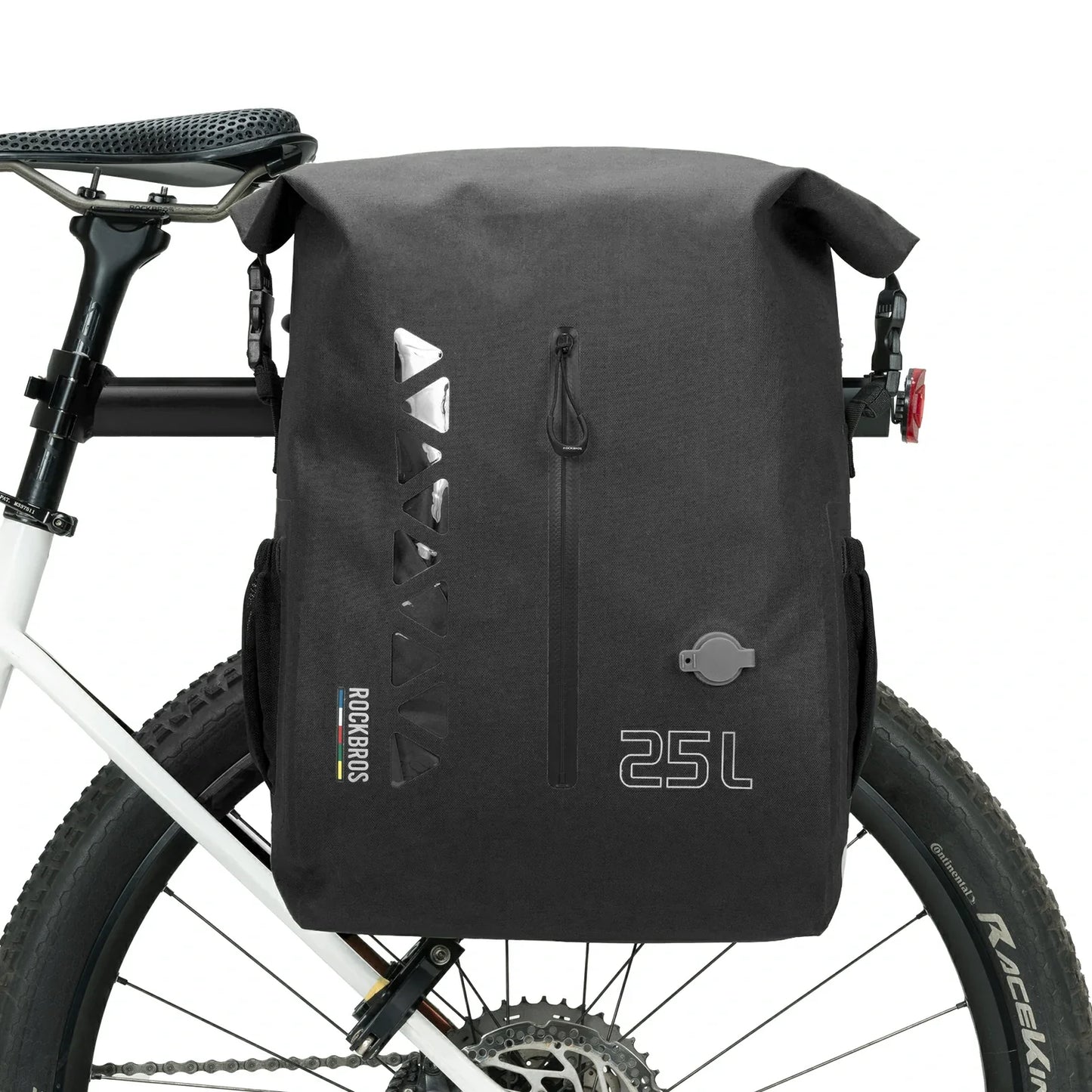 TL-153 25L Seamless 100% Waterproof Bike Panniers Rear Rack Bicycle Bag ROAD TO SKY