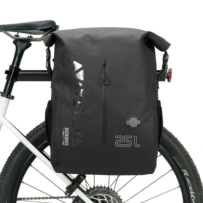 TL-153 25L Seamless 100% Waterproof Bike Panniers Rear Rack Bicycle Bag ROAD TO SKY