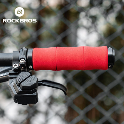 ROCKBROS Bike Grips Shock Absorption Foam Bike Handle Grips Soft Comfortable Non-Slip Double Locked on