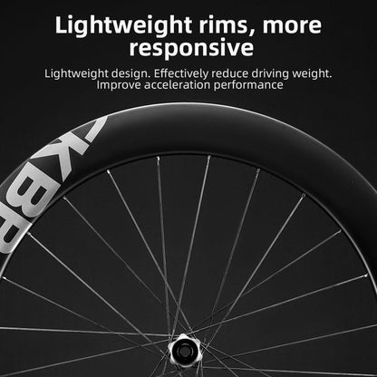 ROCKBROS Road Bike Carbon Fiber Wheels 700C Carbon Fiber Disc Brake 65mm Wheelsets Clincher