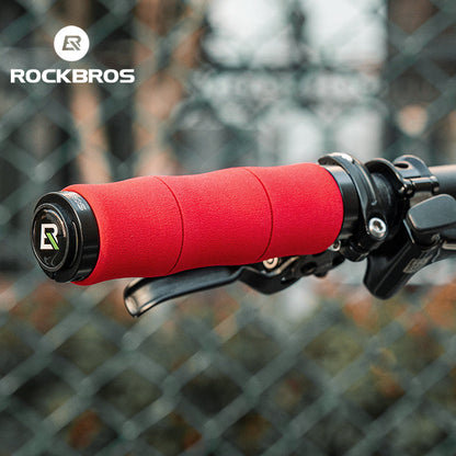 ROCKBROS Bike Grips Shock Absorption Foam Bike Handle Grips Soft Comfortable Non-Slip Double Locked on