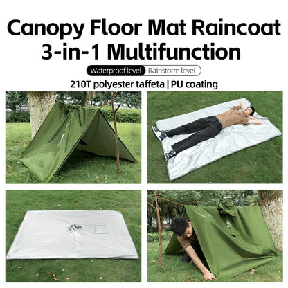 Qunature 3-in-1 Waterproof Raincoat Canopy Floor Mat Lightweight Portable