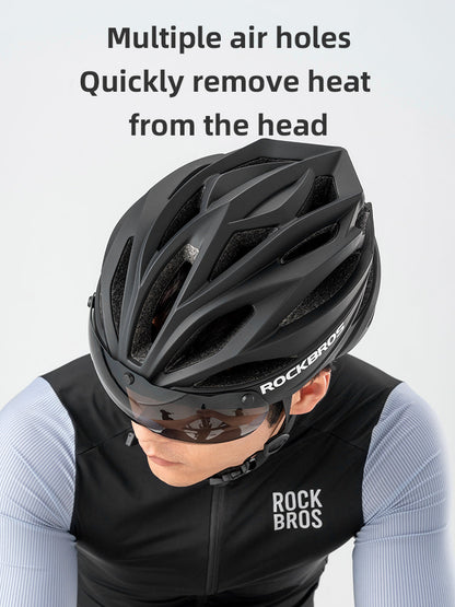 ROCKBROS Trail Helmet with Magnetic Goggles, Ionic+® Technology, and Adjustable Fit