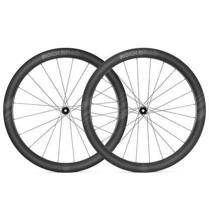 ROCKBROS Road Bike T700 Carbon Fiber Wheelset 50mm Rim Disc Brake Bike Wheels Clincher/Tubeless