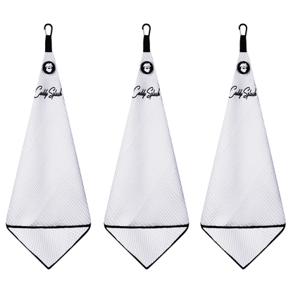 Magnetic Golf Towel with Ball Pocket - White