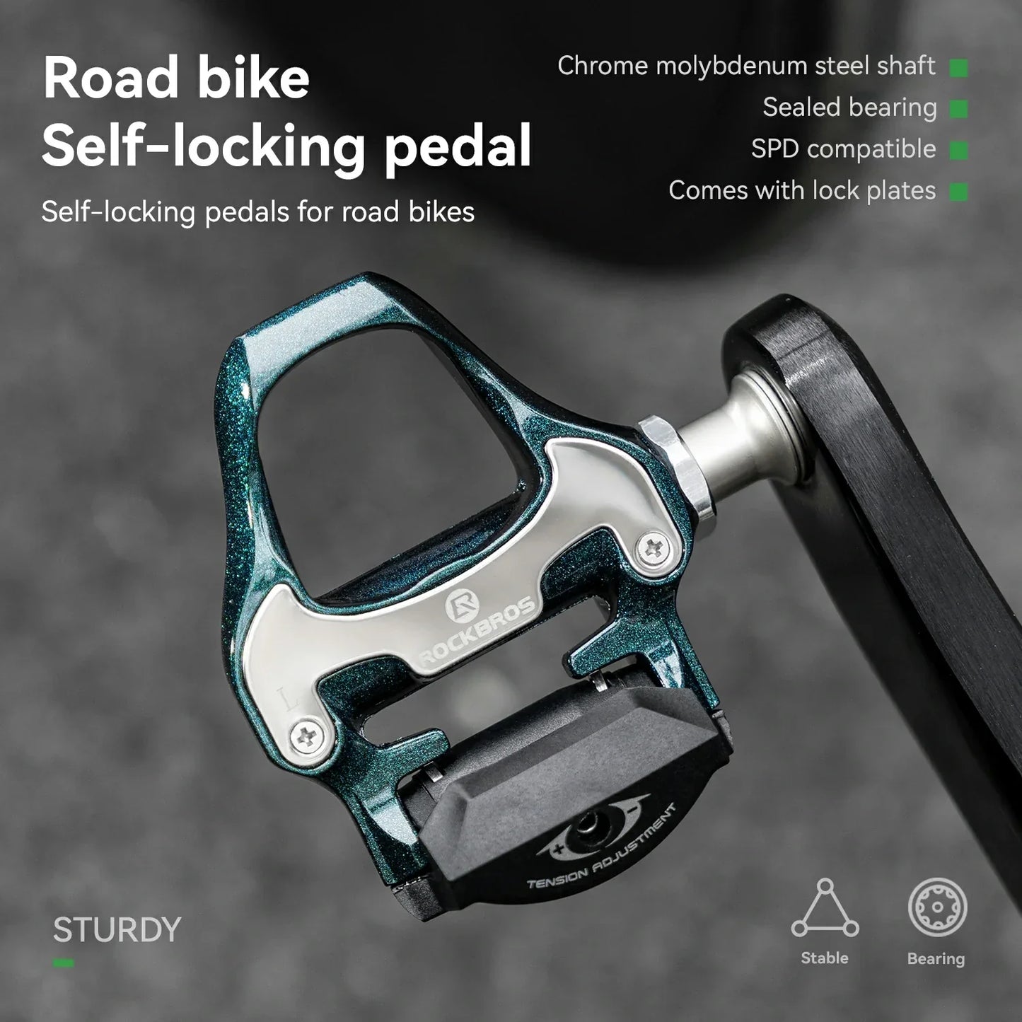 ROCKBROS Road MTB Lightweight Clipless Bicycle Pedals with Cleats Set Compatible with SPD-SL System