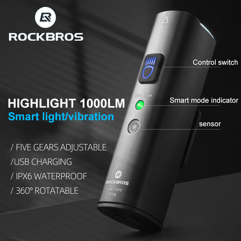ROCKBROS 1000LM Cycling Lights Combo with Smart Brake Sensing